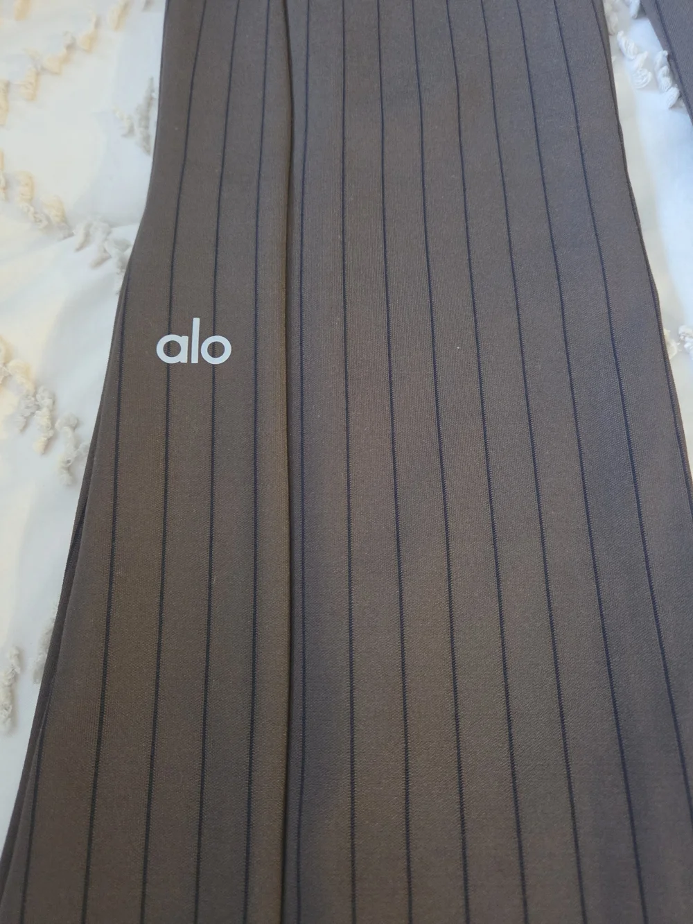 ALO Yoga Brown Pinstripe Boot-Cut Pants